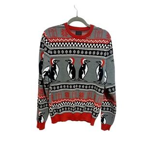 14th & Union Penguin Ugly Christmas Sweater Men's Medium Novelty Graphic Knit‎